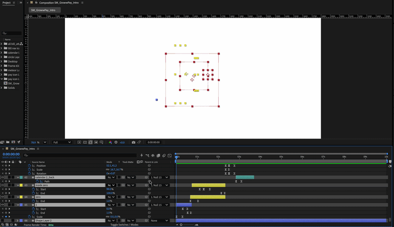 Pay intro animation process After Effects composition 2